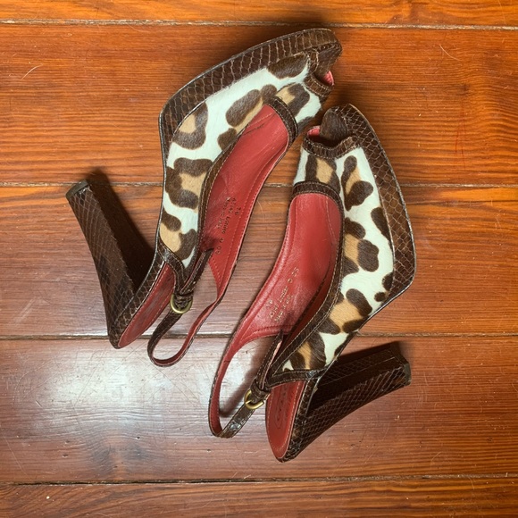 Coach Shoes - Coach calf hair leopard sling back heels size 7